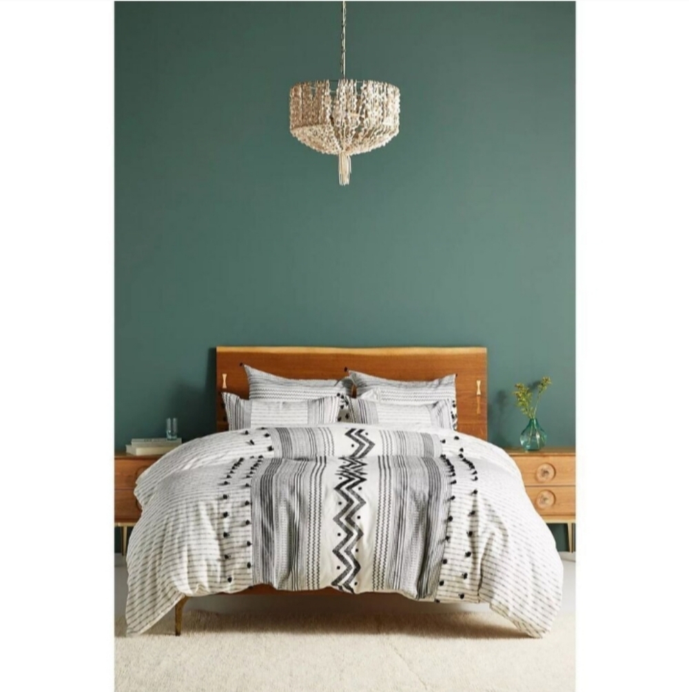 Anthropologie Pendana Embellished Duvet Cover Boho Cotton